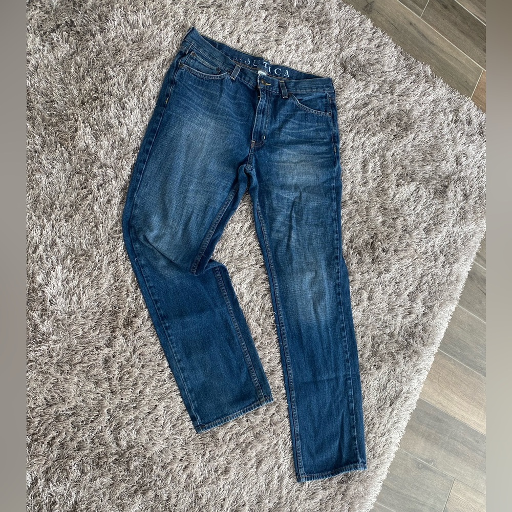 Nautica Mens Jeans 33x32, 5-Pocket, Blue Denim